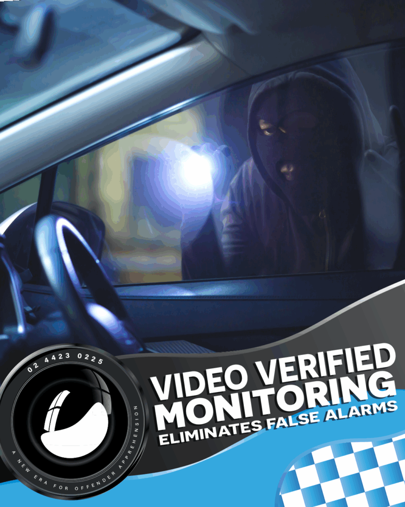 Video verified monitoring intruder flashlight into car