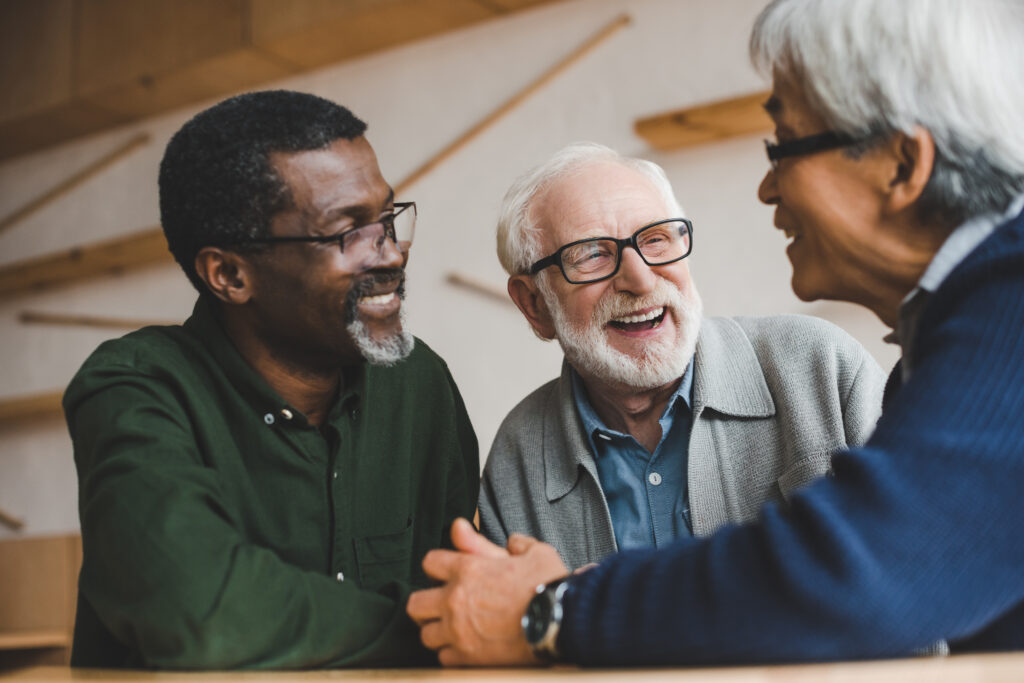 Group of multiethnic senior friends smiling